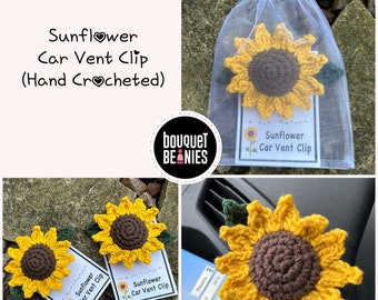 Sunflower Car Vent Clip, Crochet Car Decorations,Sunflower Gift for Friend, Car Accessories, Flower Gift for Mom, Coworker Gift, Friend Gift