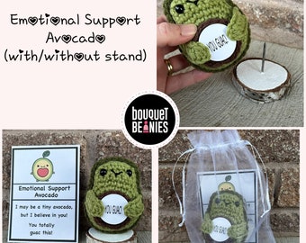 Emotional Support Avocado, Avocado Gifts, Avocado Stuffed Animal, Coworker Gift, Friend Gifts, Pick me up Gift, Positive Affirmation