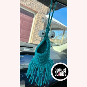 Mini Yip Yip Crochet, Car Mirror Hanging Accessories, Alien Gifts, Car Hanger, Coworker Gift, Friend Gift, Yip Yip Car Hanger, Alien Decal image 4