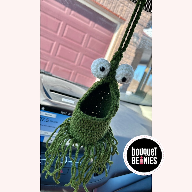Mini Yip Yip Crochet, Car Mirror Hanging Accessories, Alien Gifts, Car Hanger, Coworker Gift, Friend Gift, Yip Yip Car Hanger, Alien Decal image 5