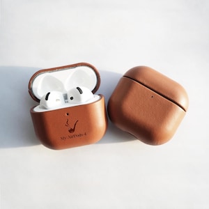 Custodia in pelle per AirPods 4 personalizzata - Custodia in vera pelle pieno fiore per AirPods 4 con incisione