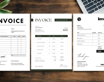 3 Simple Minimalist Invoice Template (CANVA)