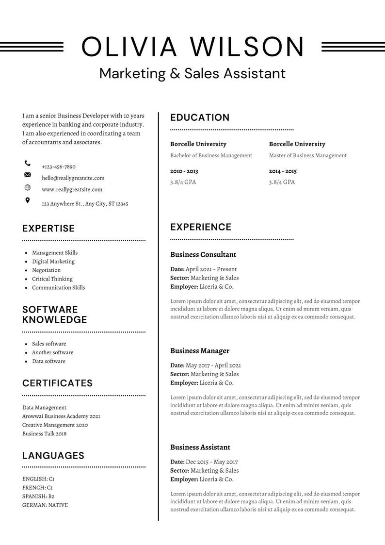 3 Clean and Simple Resume Template (CANVA) Etsy