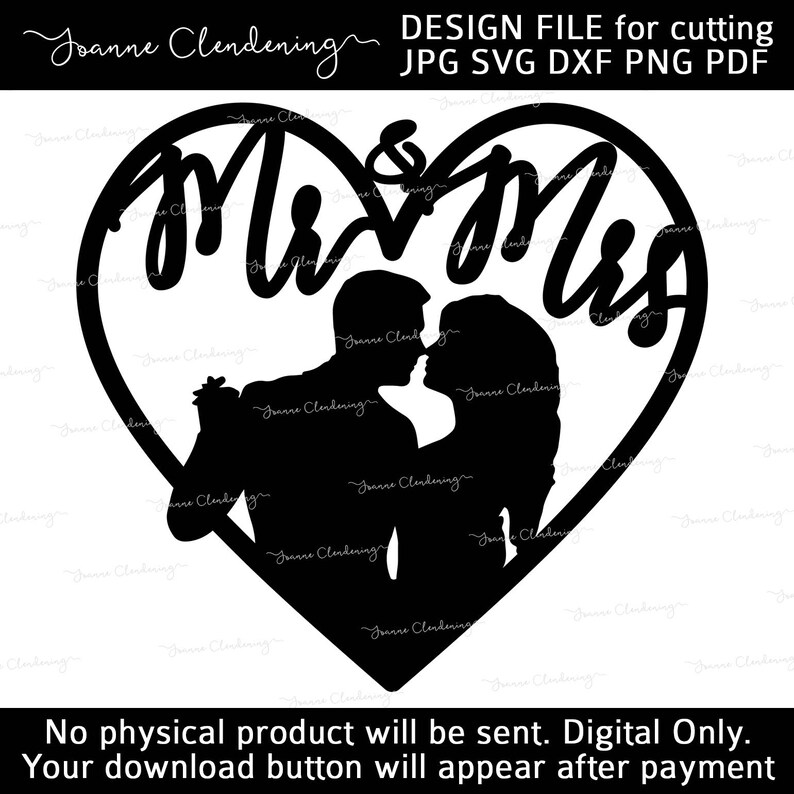 Download Mr & Mrs wedding couple heart design cut files SVG DXF | Etsy