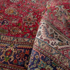 8x11 Vintage Rug, Turkish Rug, Red Rug, Oversized Rug, Living Room Rug, Antique Rug, Oushak Rug, Bedroom Rug, Office Rug, 8'2"x11'4"