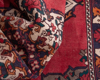 7x10 Vintage Rug, Turkish Rug, Red Rug, Area Rug, Anatolian Oushak Rug ...