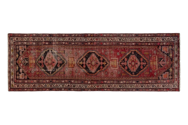 3x10 Runner Rug, Turkish Rug, Vintage Rug, Pink Rug, Stair Rug