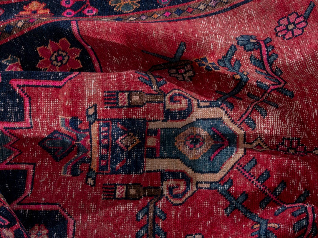 4x9 Vintage Rug, Red Turkish Rug, 4x9 Handmade Oushak Rug, Bedroom Rug ...