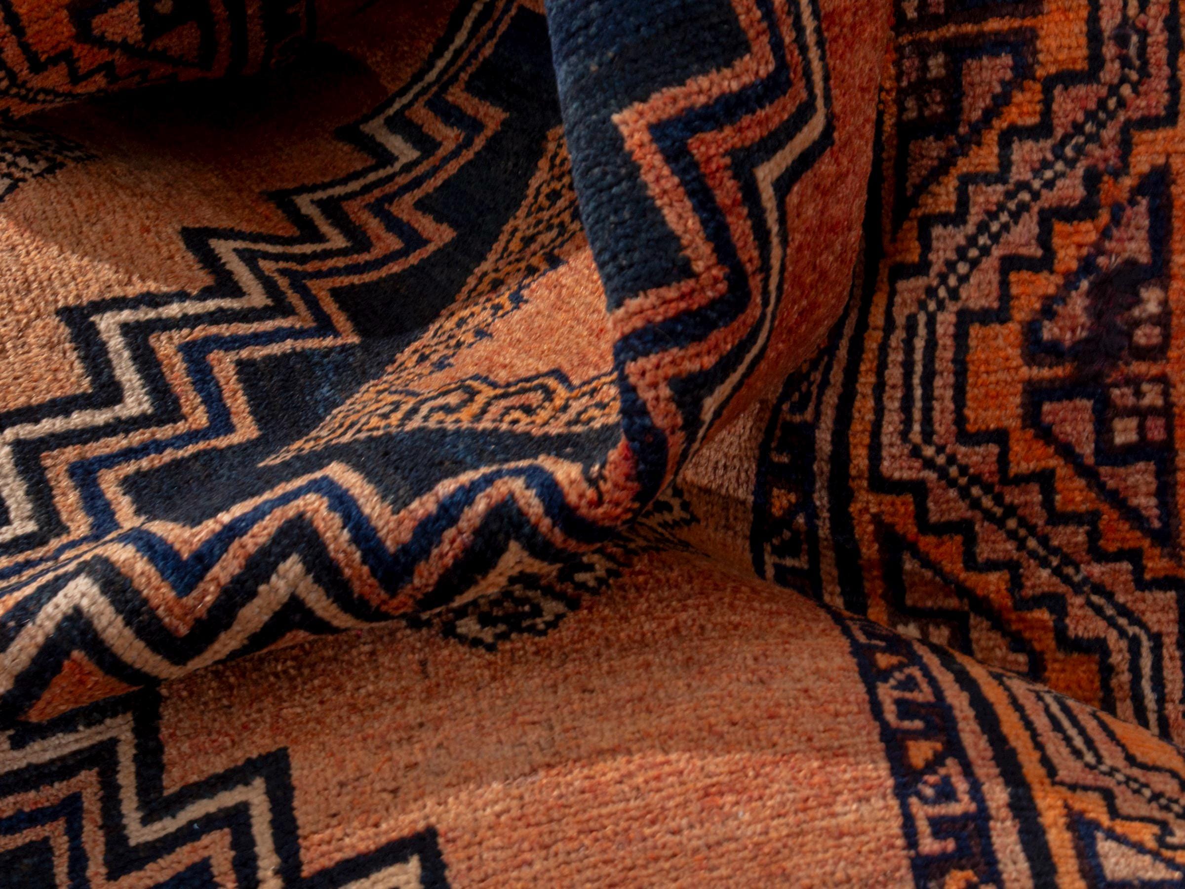 4x9 Vintage Rug, Orange Turkish Rug, 4x9 Handmade Oushak Rug, Bedroom ...