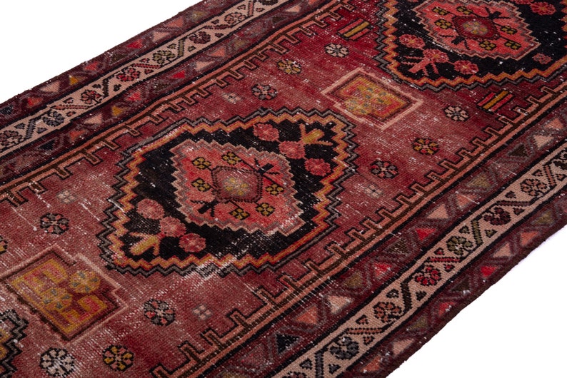 3x10 Runner Rug, Turkish Rug, Vintage Rug, Pink Rug, Stair Rug