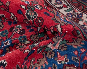 7x10 Vintage Rug, Turkish Rug, Red Rug, Area Rug, Anatolian Oushak Rug, Living Room Rug, Bedroom Rug, Antique Rug, Home Decor, 6'11"x10'4"