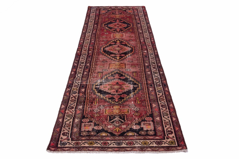 3x10 Runner Rug, Turkish Rug, Vintage Rug, Pink Rug, Stair Rug