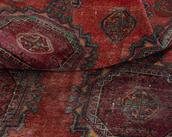 5x10 Vintage Rug, Turkish Rug, Red Rug, Area Rug, Anatolian Oushak Rug, Living Room Rug, Bedroom Rug, Antique Rug, Home Decor, 4'6"x10'6"