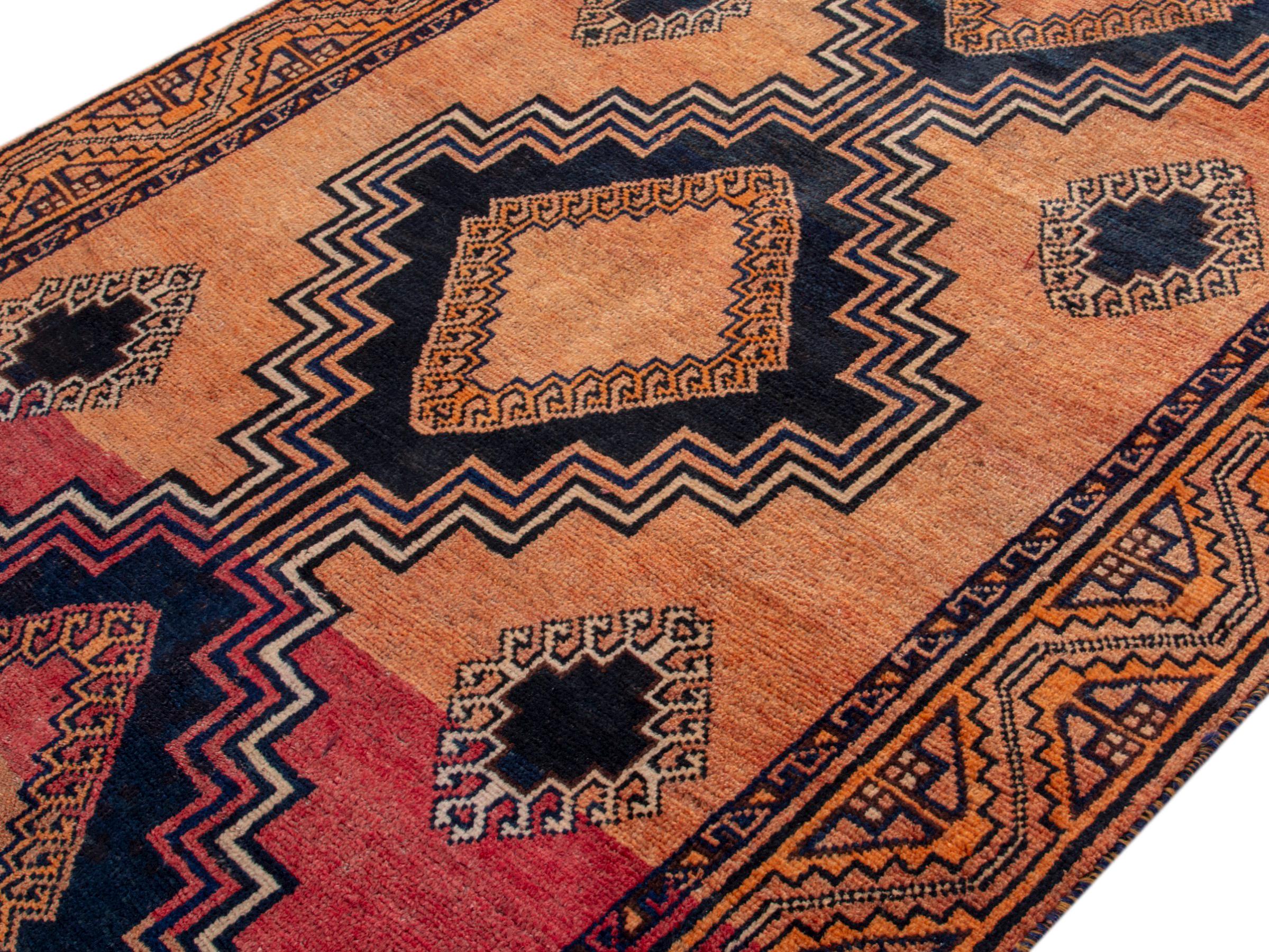 4x9 Vintage Rug, Orange Turkish Rug, 4x9 Handmade Oushak Rug, Bedroom ...