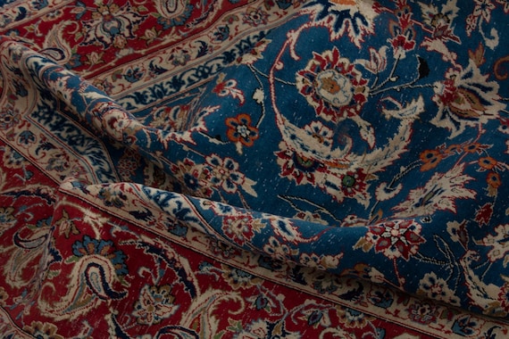 10x14 Vintage Rug, Turkish Rug, Blue Rug, Oversized Rug, Living Room Rug, Antique Rug, Oushak Rug, Bedroom Rug, Office Rug, 9'9"x13'11"