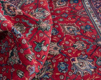 8x11 Vintage Rug, Turkish Rug, Red Rug, Oversized Rug, Living Room Rug, Antique Rug, Oushak Rug, Bedroom Rug, Office Rug, 8'6"x11'2"