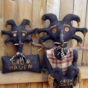 Large Primitive Crow Haven Black Dolls E Pattern image 1