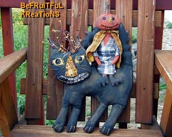 Halloween Treat Bag Head Black Cat and Jacky Pumpkin Doll E Pattern