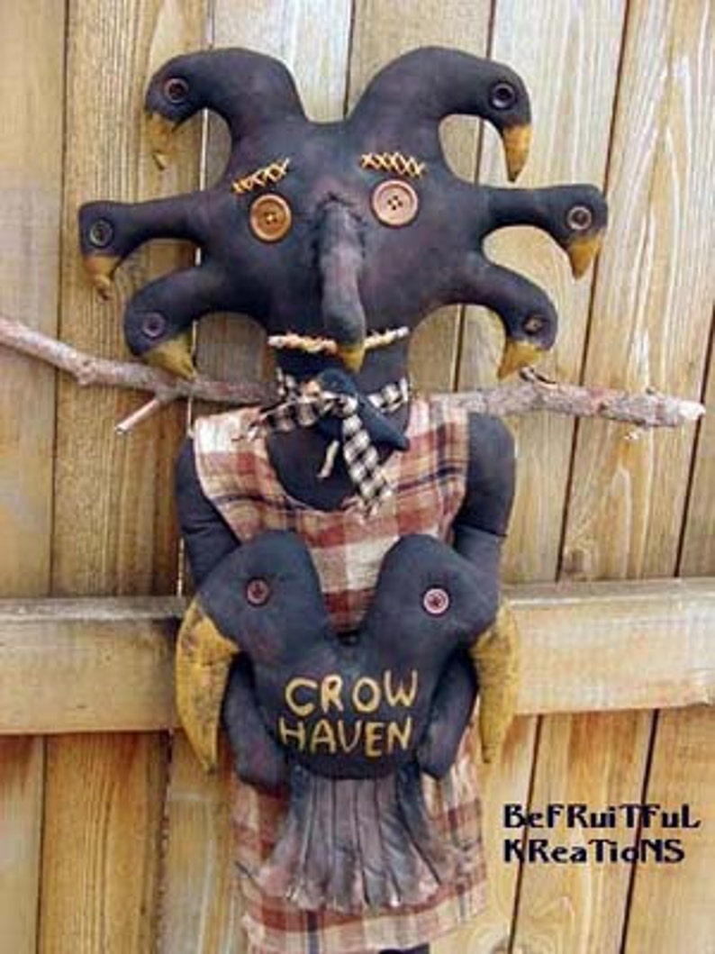 Large Primitive Crow Haven Black Dolls E Pattern image 3