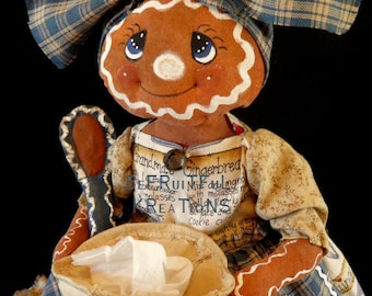 Primitive Gingerbread Doll Tissue Box Cover E Pattern