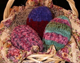 Dimensional Easter Eggs Rug Hooked  E-Pattern Hooking
