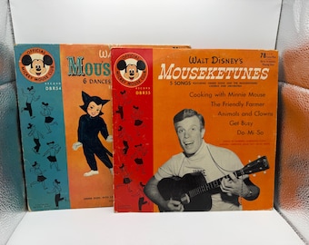 Vintage 1955 Walt Disney Mousketune and Mouskedances 78RPM Vinyl Records