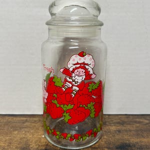 Vintage 1980s Strawberry Shortcake Glass Canister