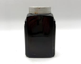 Vintage Art Deco McKee Roman Arch Black Milk Glass Salt Shaker