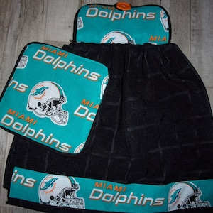 Hanging Pot Holder Towel Set w/ Miami Dolphens Theme