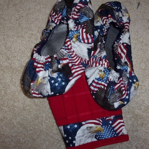 Patriotic Flags & Eagles Bowling shoe covers w/matching towel