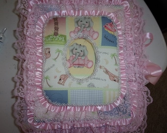 Fabric Photo Album Baby Animal little girl   theme