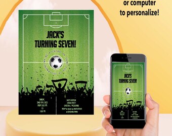 Invitation d'anniversaire de football MODIFIABLE, invitation de football, invitation de fête de football, thème du football, invitation de football garçon, invitation de sport football