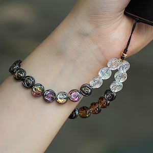 Rose Czech beads Phone Charms/Cell Phone Case Lanyard Wrist Strap/Handmade Phone String Keychain/Gift/Retro color mobile phone chain charm