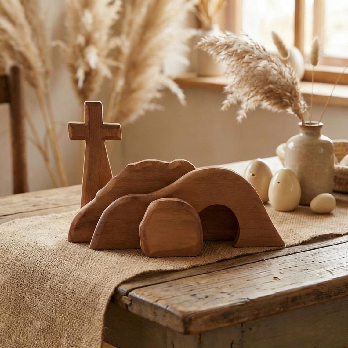 Empty Mastercard Easter Empty Tomb Wooden Set, Christian Resurrection Scene Decor, He is ...