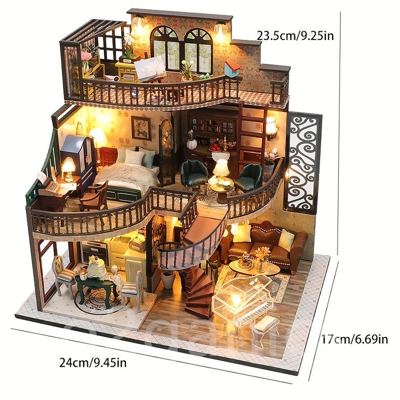 DIY Puppenhaus Bausatz 3D dreidimensionales Puzzle diy handgemachte Kabine-Traum Gebäude Halle Puppenhaus Kreativ Zimmer Möbel Montage Modell Haus Bild 8