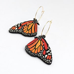 Monarch Butterfly Earrings, Hand Painted Wood Earrings, Handmade Jewelry, Hand Painted Laser Cut Wood with Monarch Butterflies