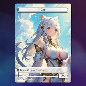 Cat Token 2/2 White MTG Proxy anime waifu summer 2024