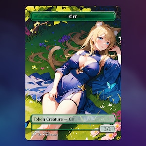 Cat Token 2/2 Green MTG Proxy anime waifu summer 2024