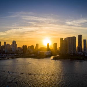 Sunset Over Miami Skyline