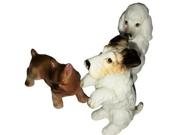 Lot Ron Gordon Designs China Dogs Jack Russell Terrier Bulldog French Poodle Taiwan Japan 3 Pieces 1950s 1960s