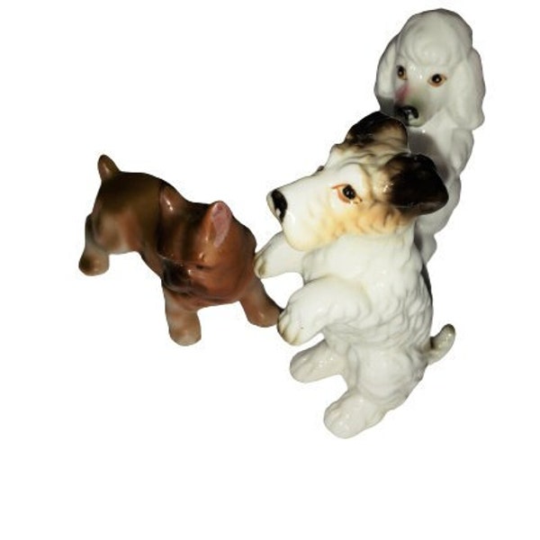 Lot Ron Gordon Designs China Dogs Jack Russell Terrier Bulldog French Poodle Taiwan Japan 3 Pieces 1950s 1960s