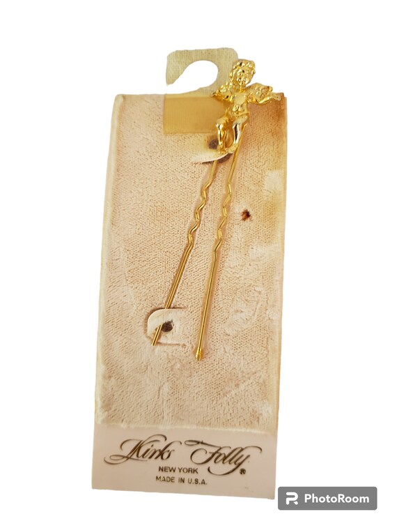 Kirks Folly Vintage Gold Plated Cherub Angel Hair Pin Hair  display picture 2