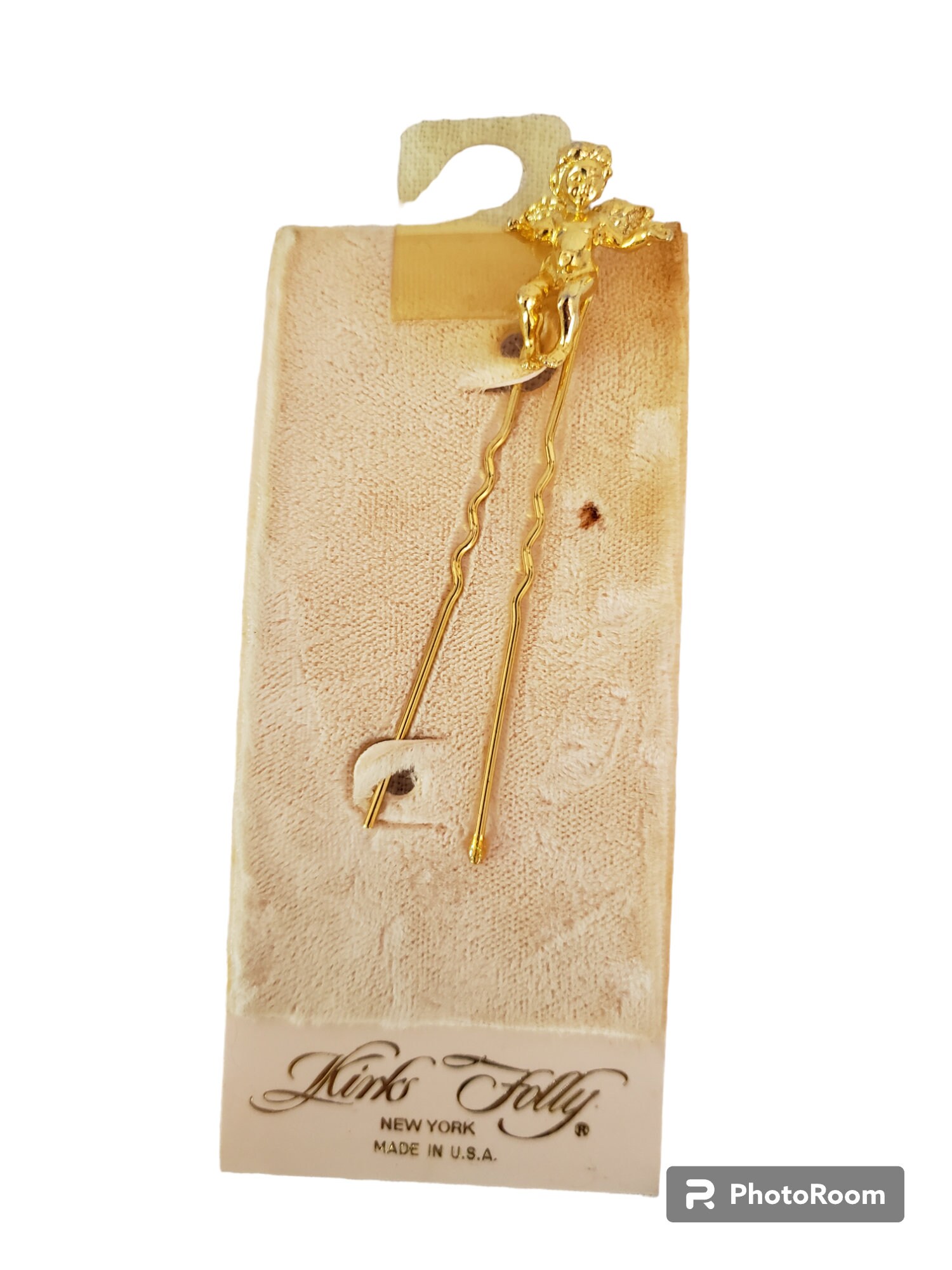 Kirks Folly Vintage Gold Plated Cherub Angel Hair Pin Hair  display picture 2