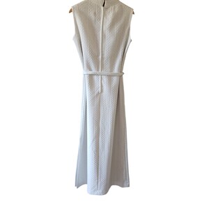 Vintage Andrea Gayle Fitted Cable Knit Sleeveless Maxi Dress White Silver Union Label Retro 60s 1960s Med image 5