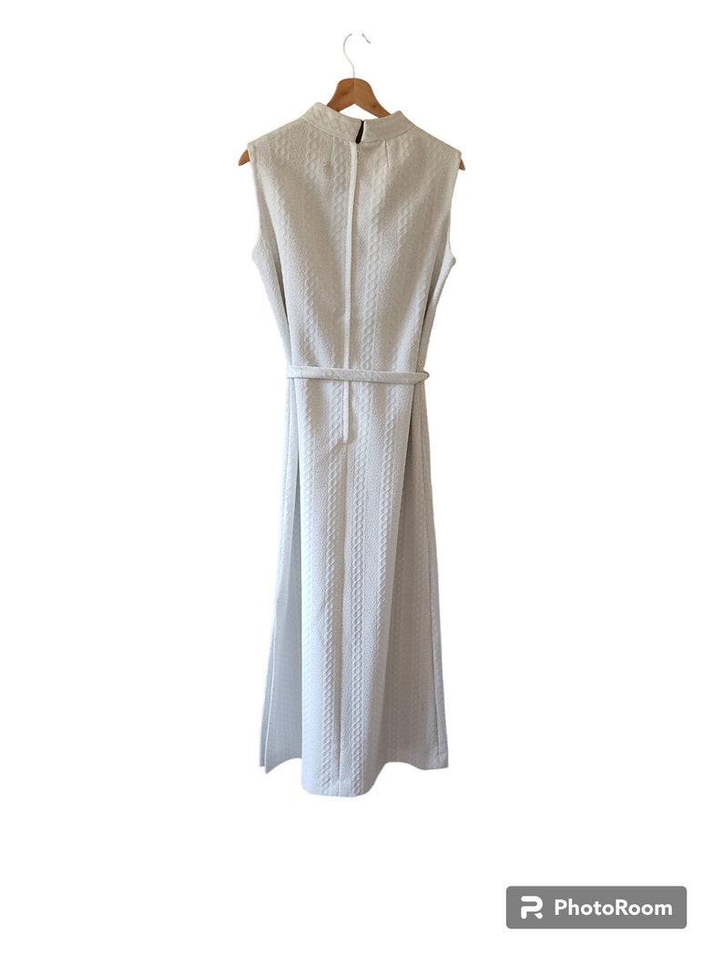 Vintage Andrea Gayle Fitted Cable Knit Sleeveless Maxi Dress White Silver Union Label Retro 60s 1960s Med image 5