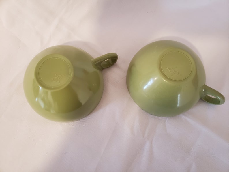 Oneida OD Avocado Green Melamine Replacement Teacups Coffee Cups Vintage 1970s Retro 70s Kitchen Dinnerware Boho Style image 4