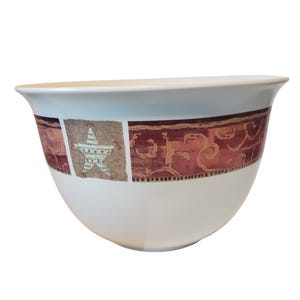 Pfaltzgraff Holiday Spice Stoneware Dough Bowl Made in USA Huge 10.5" Mixing Bowl Farmhouse Chic Arts & Crafts Cottagecore Brown Green Y2K