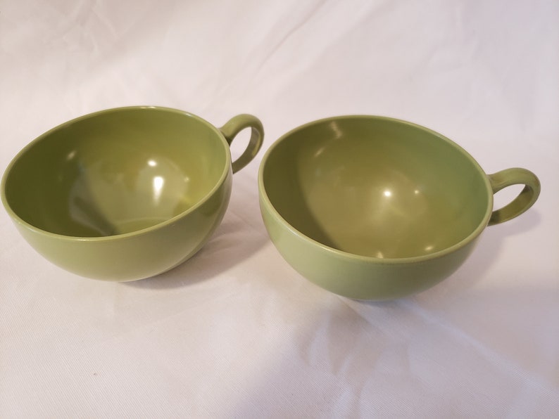 Oneida OD Avocado Green Melamine Replacement Teacups Coffee Cups Vintage 1970s Retro 70s Kitchen Dinnerware Boho Style image 2