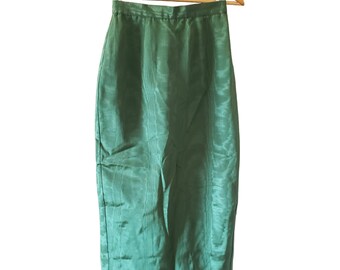 Vtg Scott McClintock Green Shimmer Moire Taffeta Maxi Skirt  Mermaidcore 2/4