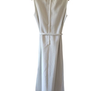Vintage Andrea Gayle Fitted Cable Knit Sleeveless Maxi Dress White Silver Union Label Retro 60s 1960s Med image 6